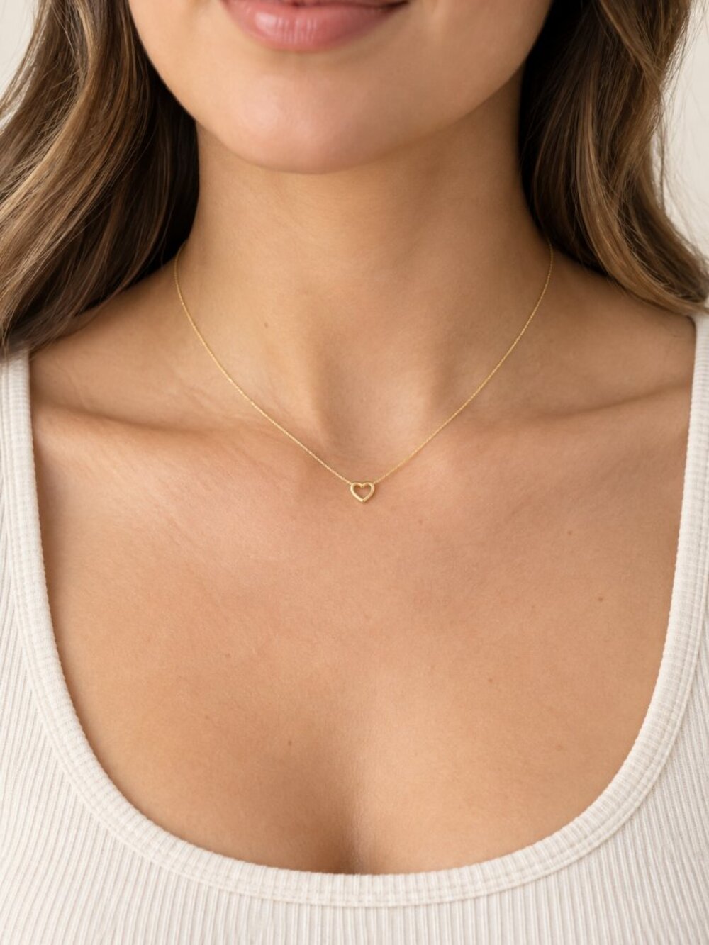 Orelia Tiny Open Heart Pendant Necklace Gold Tone 16 Inch Dainty Minimalist